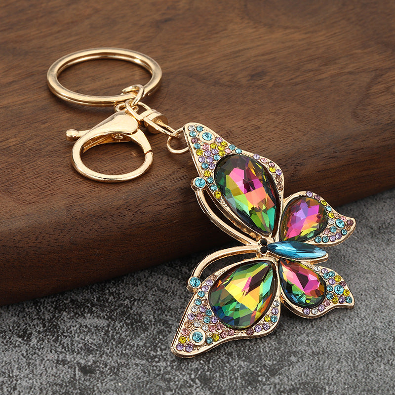 Sparkling Crystal Butterfly Bag Charm Keychain - Colorful - 1