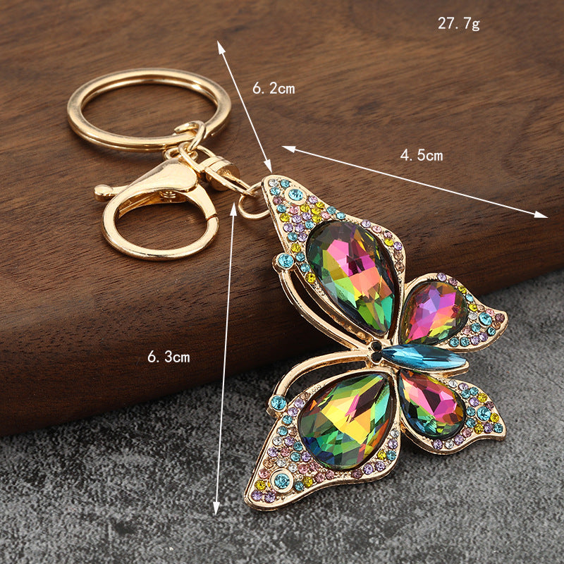Sparkling Crystal Butterfly Bag Charm Keychain - Colorful - 2