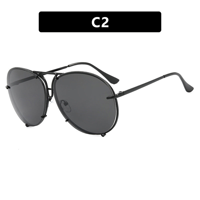 Vintage Metal Double Bridge Aviator Sunglasses - Color_2 - 1