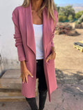 Open Front Shawl Collar Pocket Cardigan - Pink