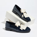 Two-Tone Patent Fringe Loafers - Navy