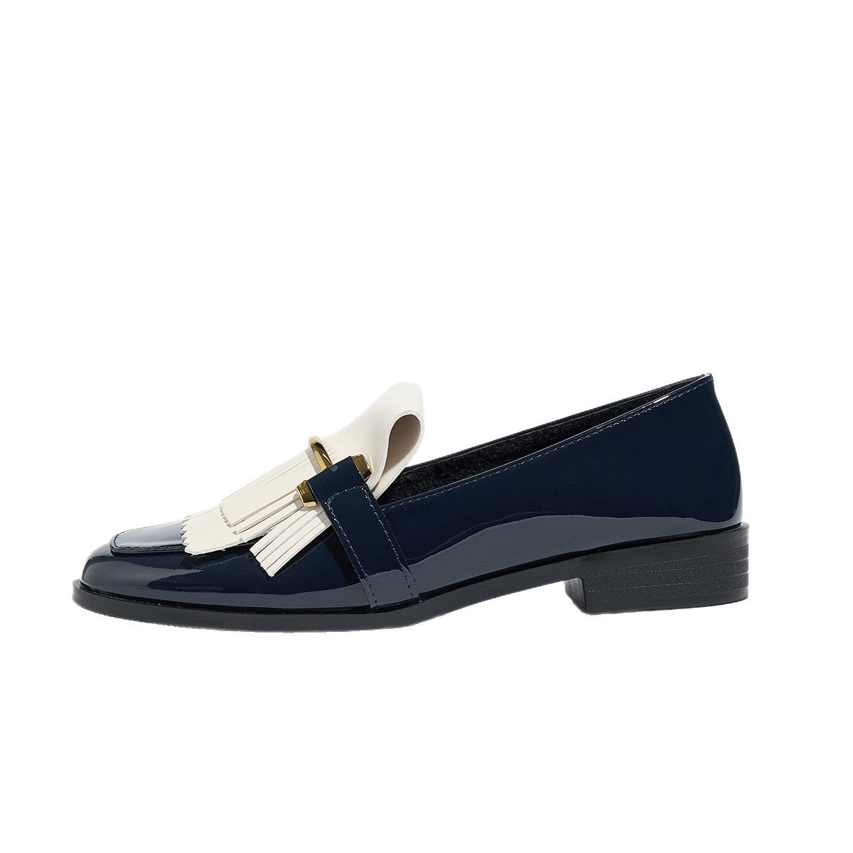 Two-Tone Patent Fringe Loafers