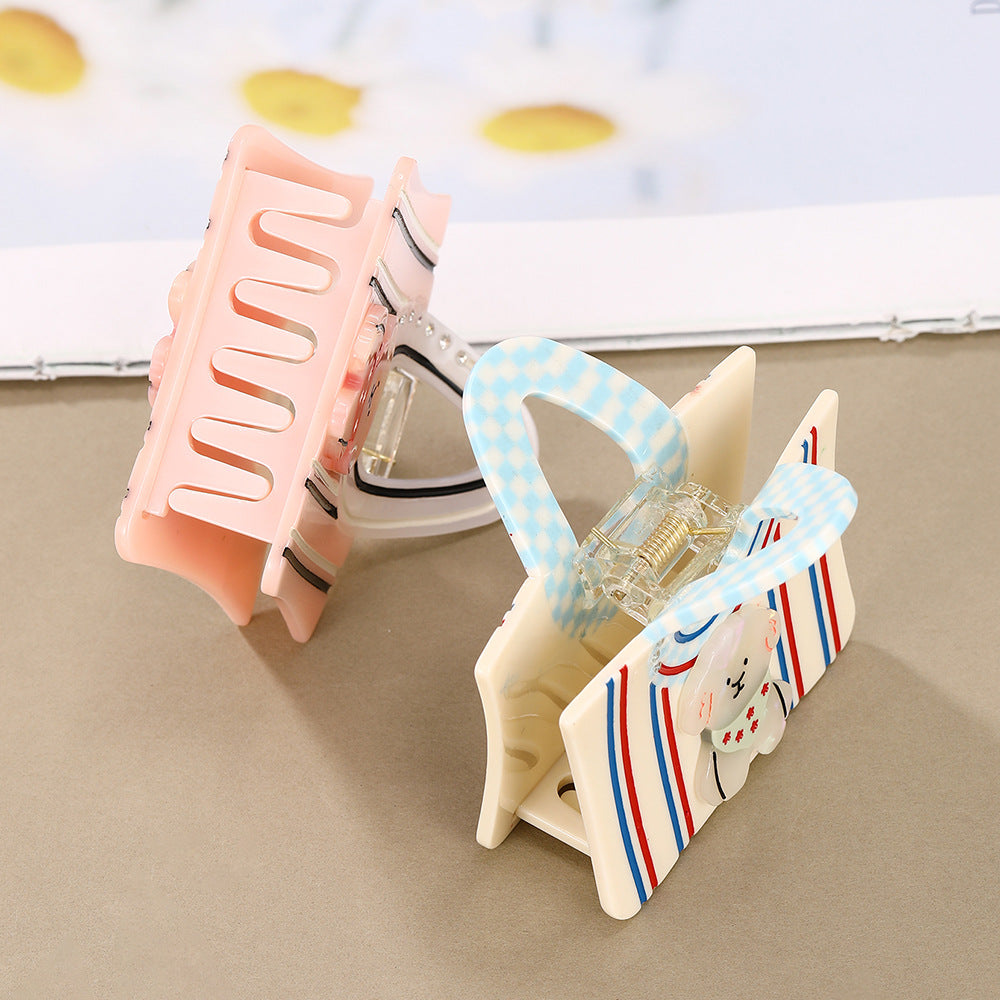 Cartoon Bear Stripe Print Claw Clip - view 1
