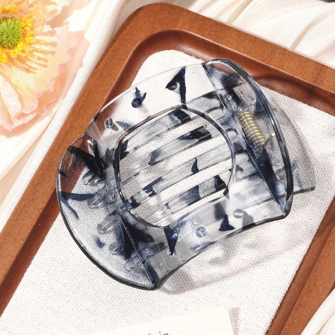 Glossy Square Jaw Claw Hair Clip - Grey