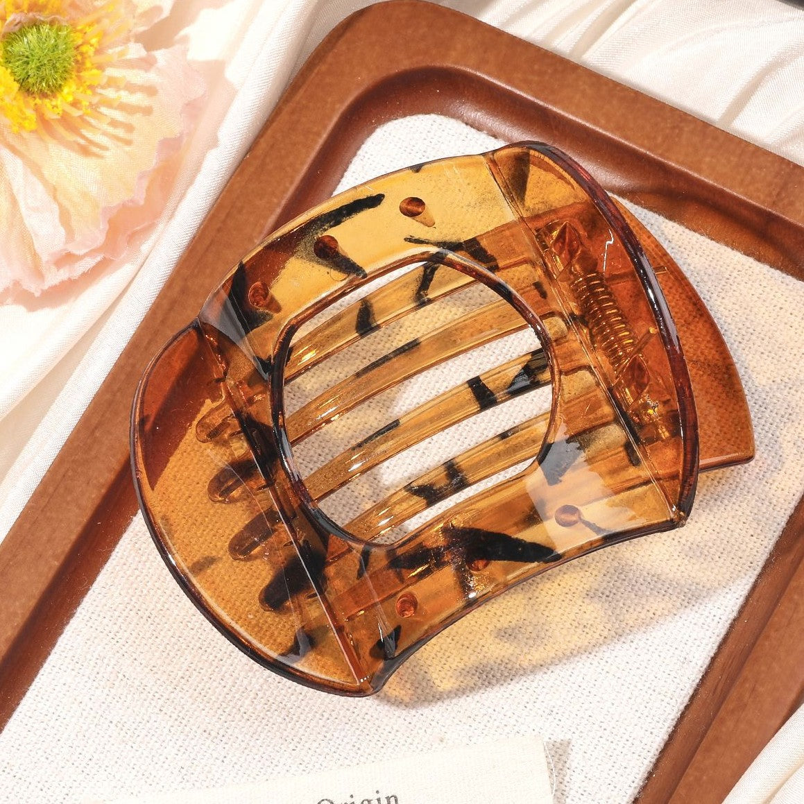 Glossy Square Jaw Claw Hair Clip - autumn