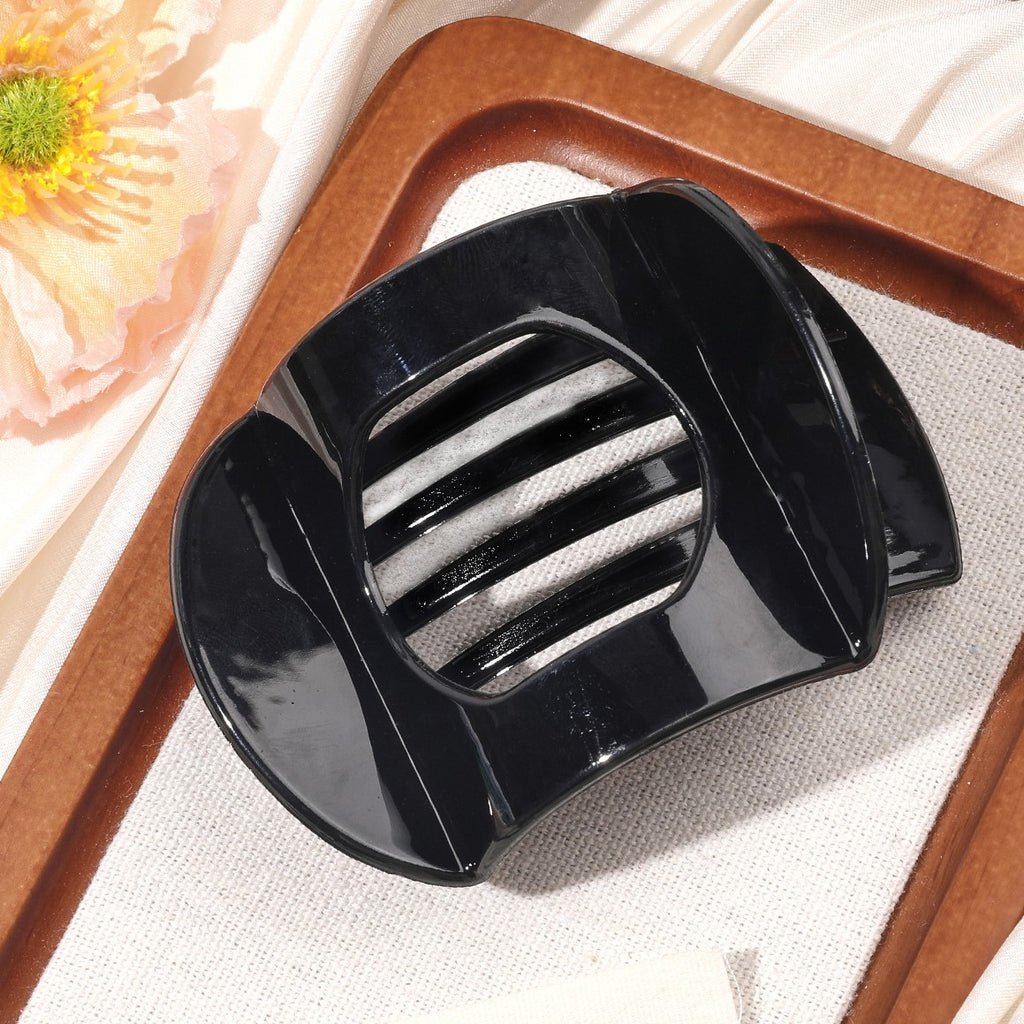 Glossy Square Jaw Claw Hair Clip - black