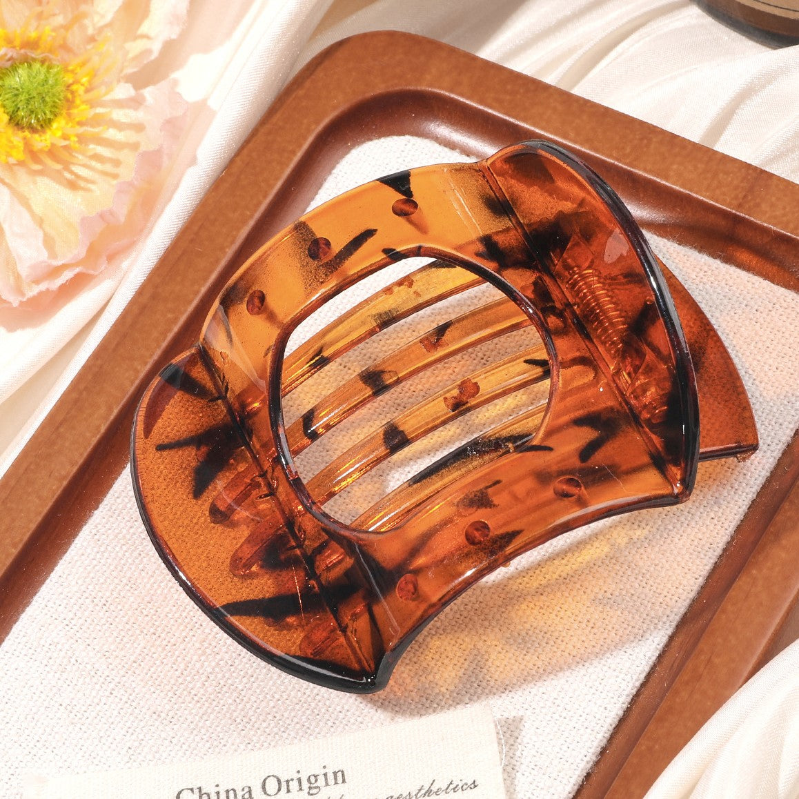 Glossy Square Jaw Claw Hair Clip - syrup