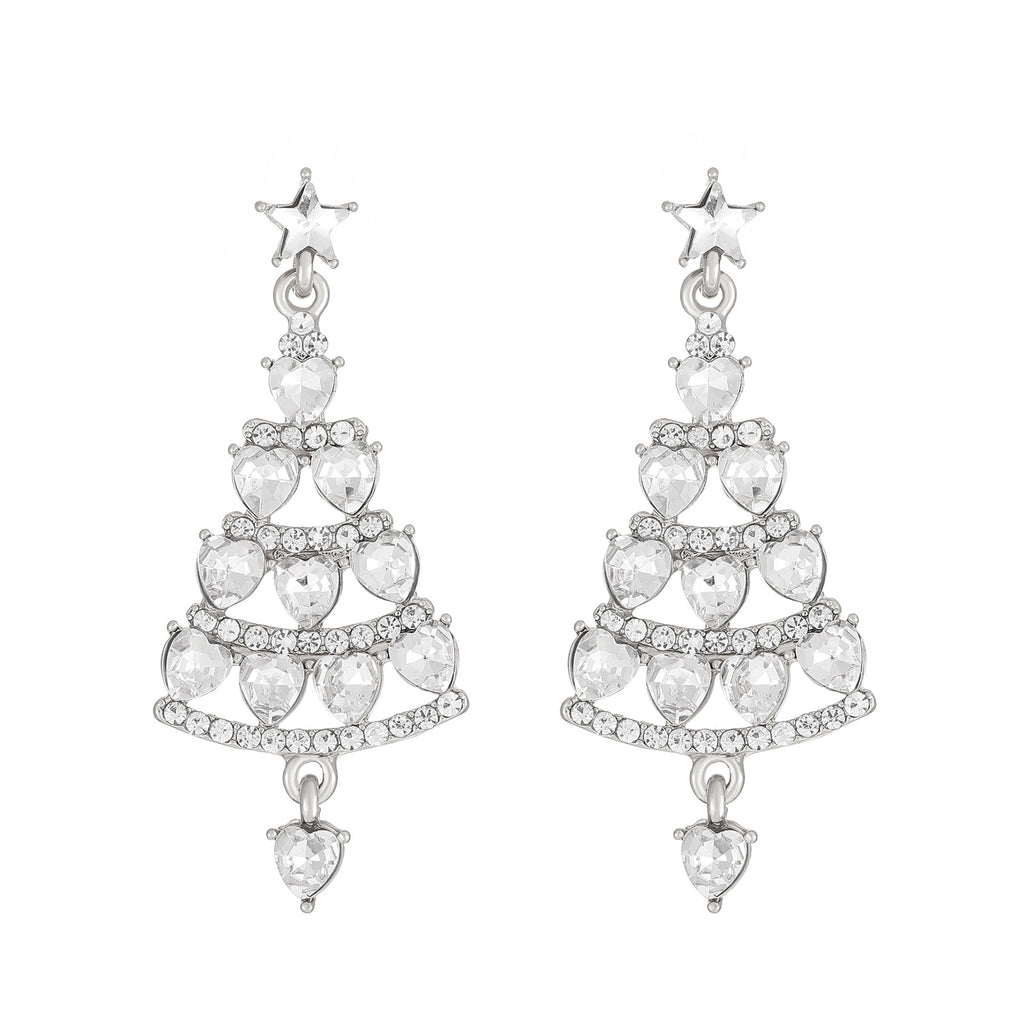 Rhinestone Christmas Tree Drop Earrings - C2