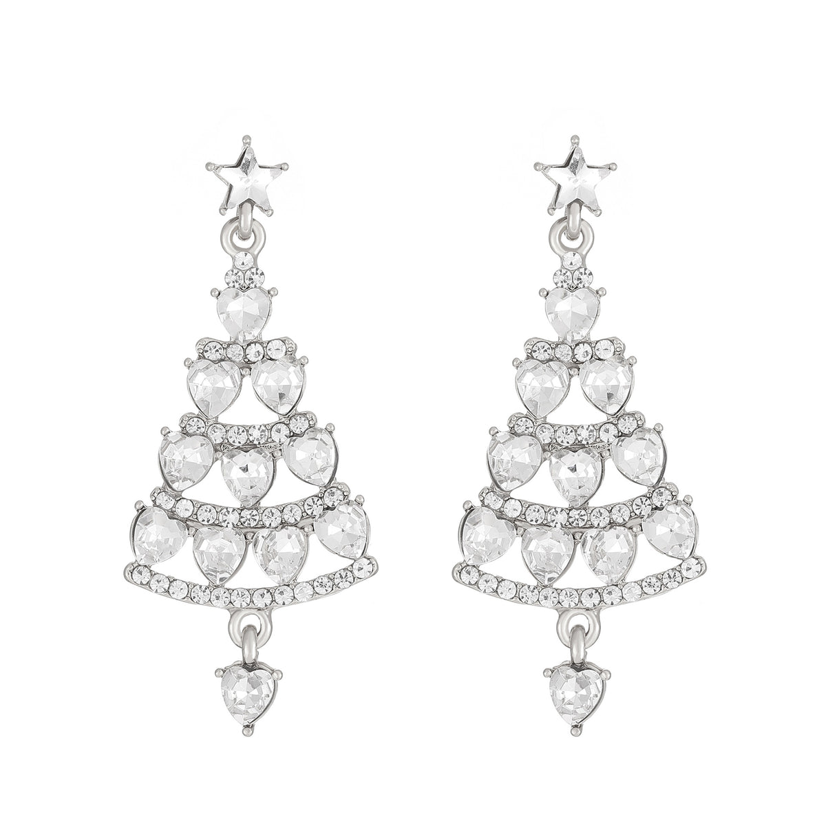 Rhinestone Christmas Tree Drop Earrings - C2