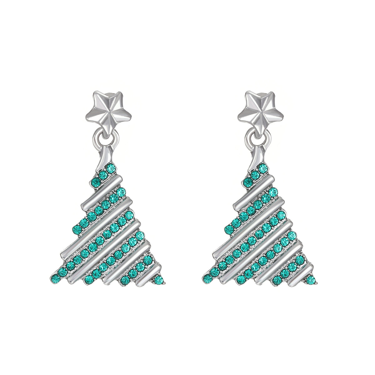 Rhinestone Christmas Tree Drop Earrings - C9