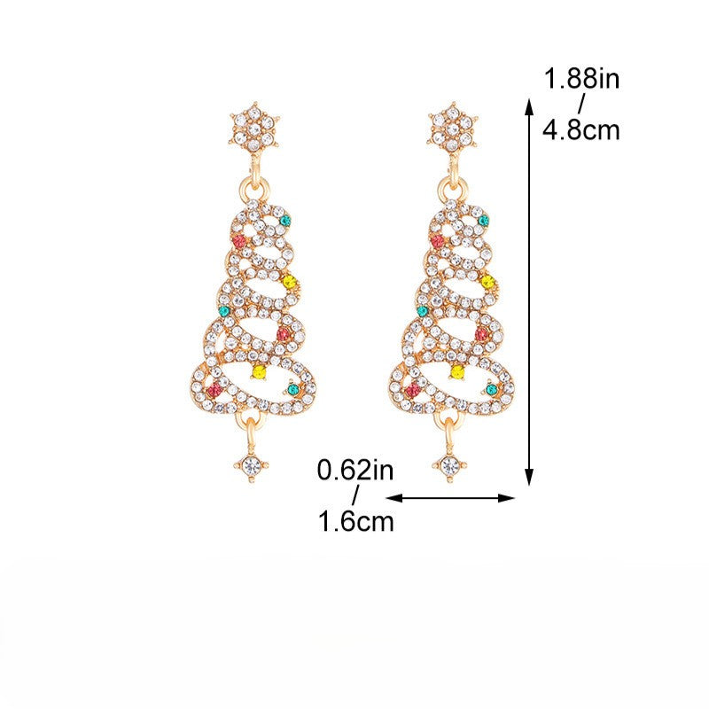 Rhinestone Christmas Tree Drop Earrings - view 3