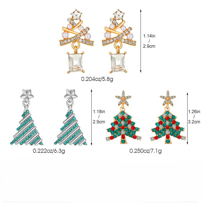 Rhinestone Christmas Tree Drop Earrings - view 4