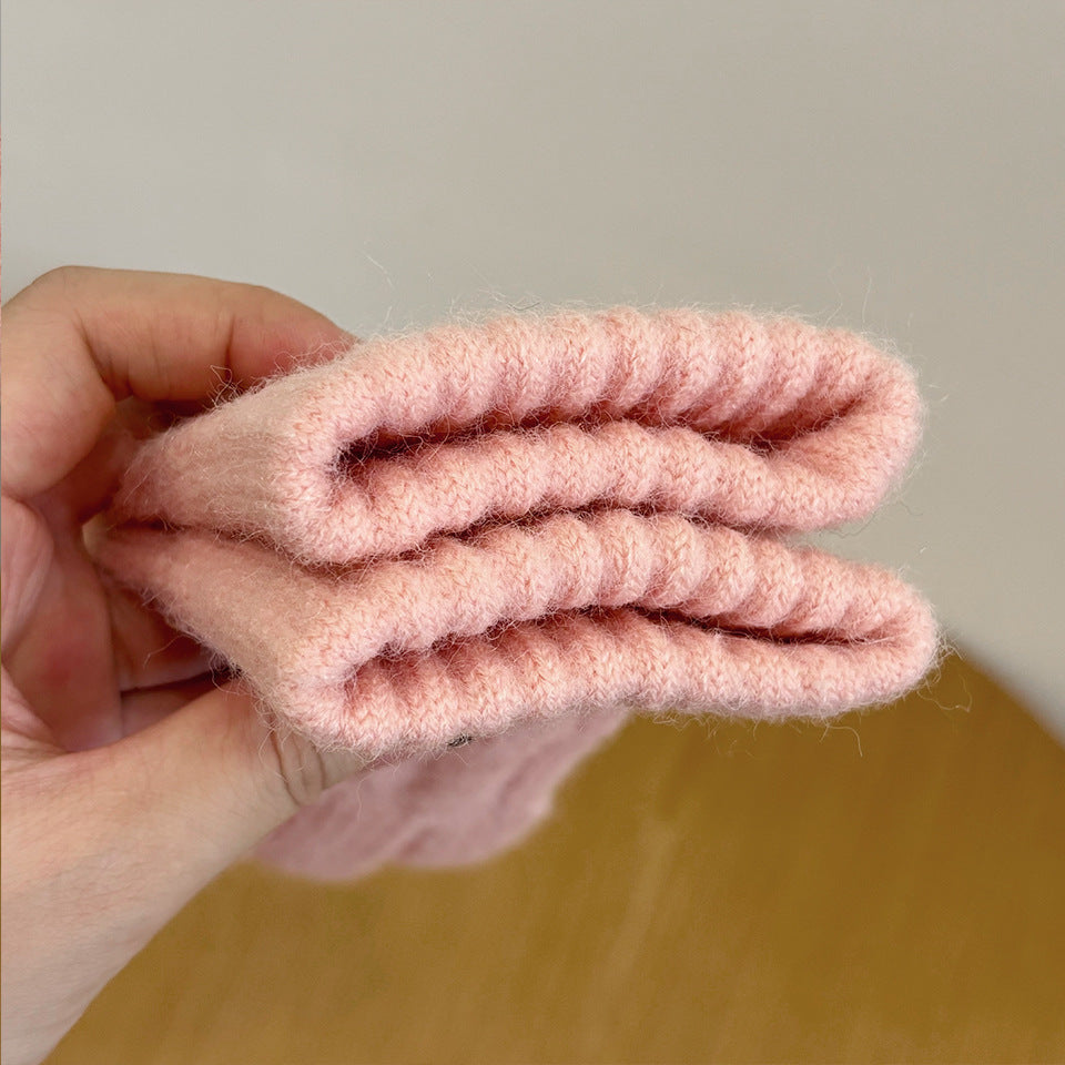 Cable Knit Gloves with Touchscreen Finger Slits - Pink - 2