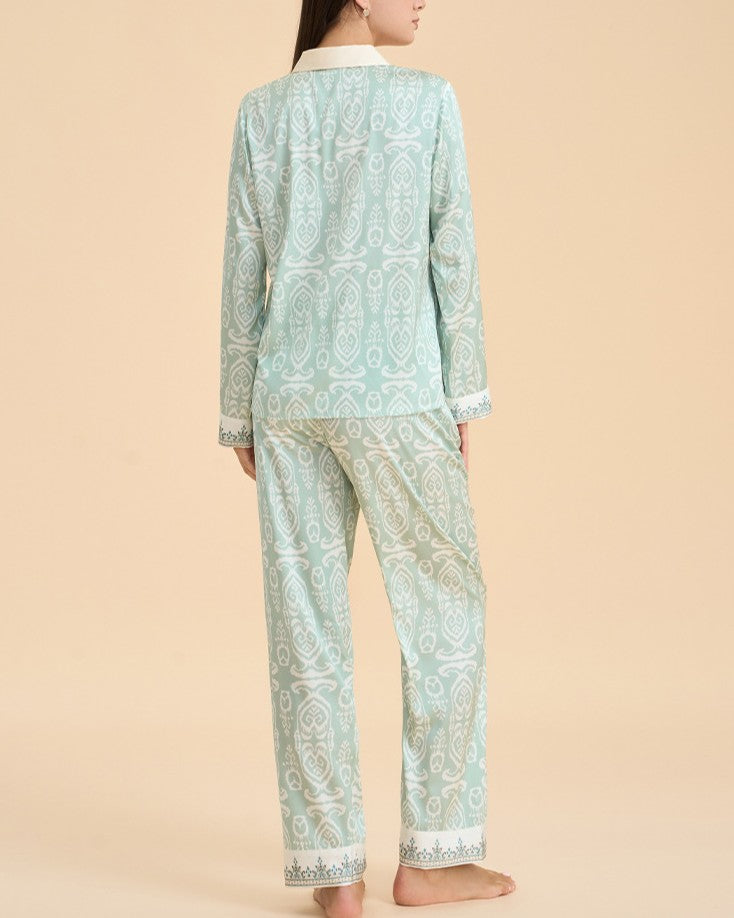 Boho Paisley Piped Trim Sleep Set - C1 - 1