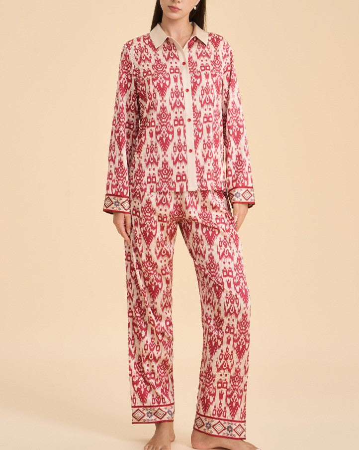 Boho Paisley Piped Trim Sleep Set - C3