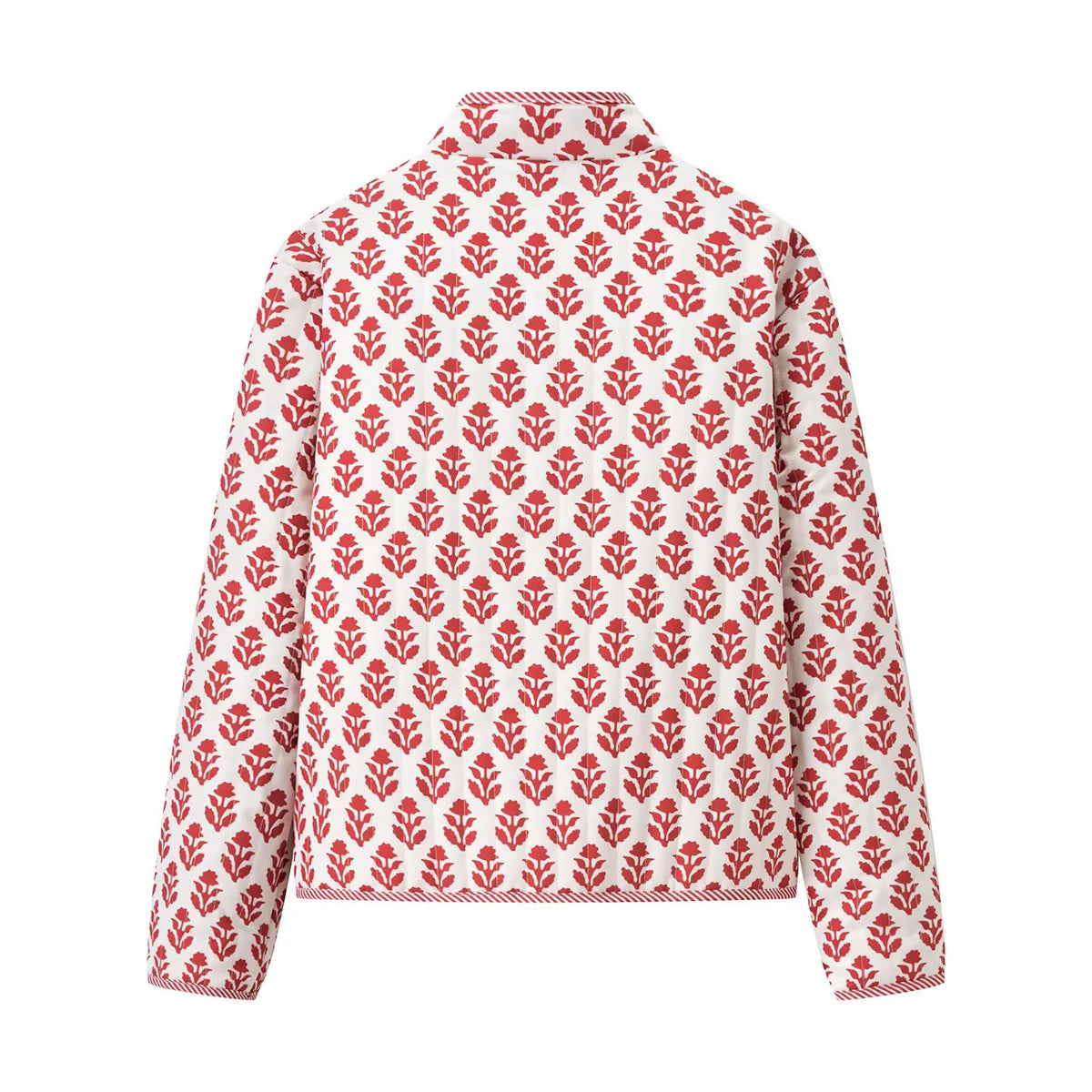 Reversible Block Print Mandarin Collar Jacket - Pink - 1