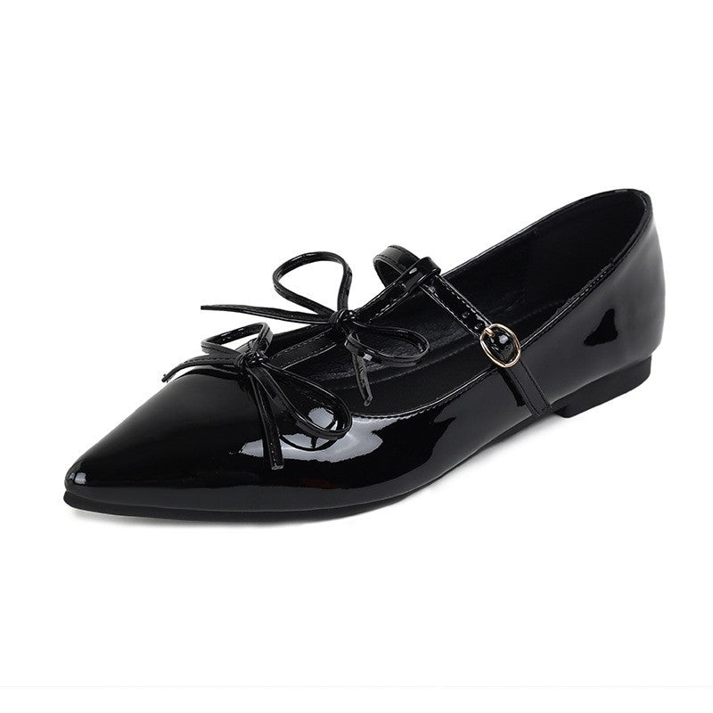 Pointed Toe Bow Mary Jane Ballet Flats