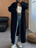 Floor Length Open Front Duster Cardigan - Black