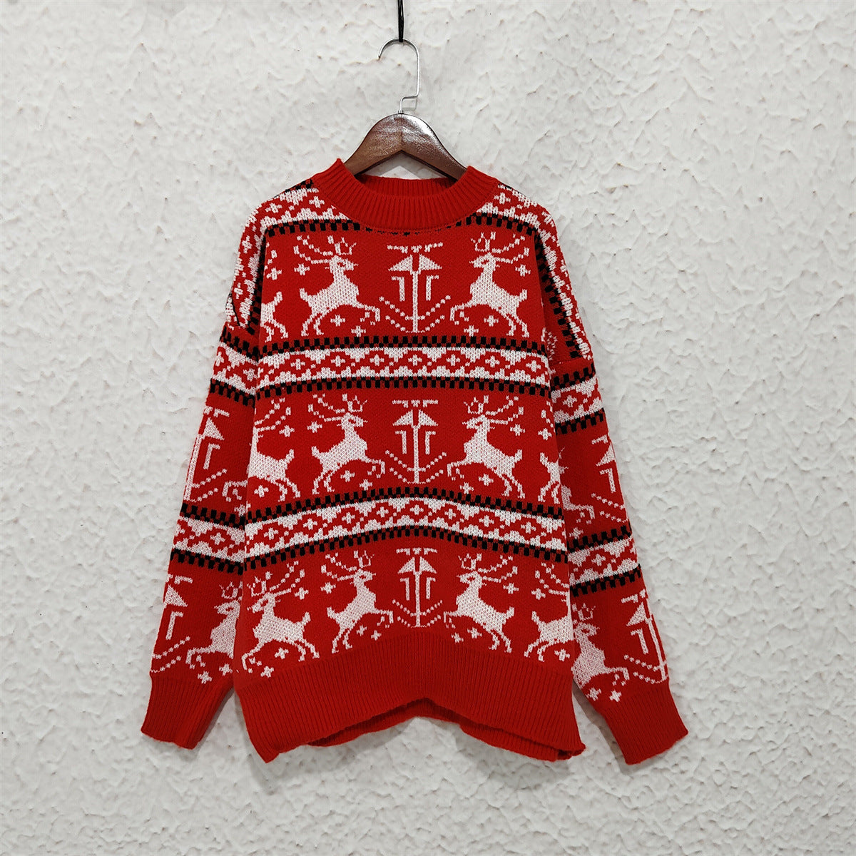 Red Reindeer Fair Isle Christmas Sweater - Red