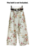 Watercolor Floral Print Wide Leg Jeans - Floral