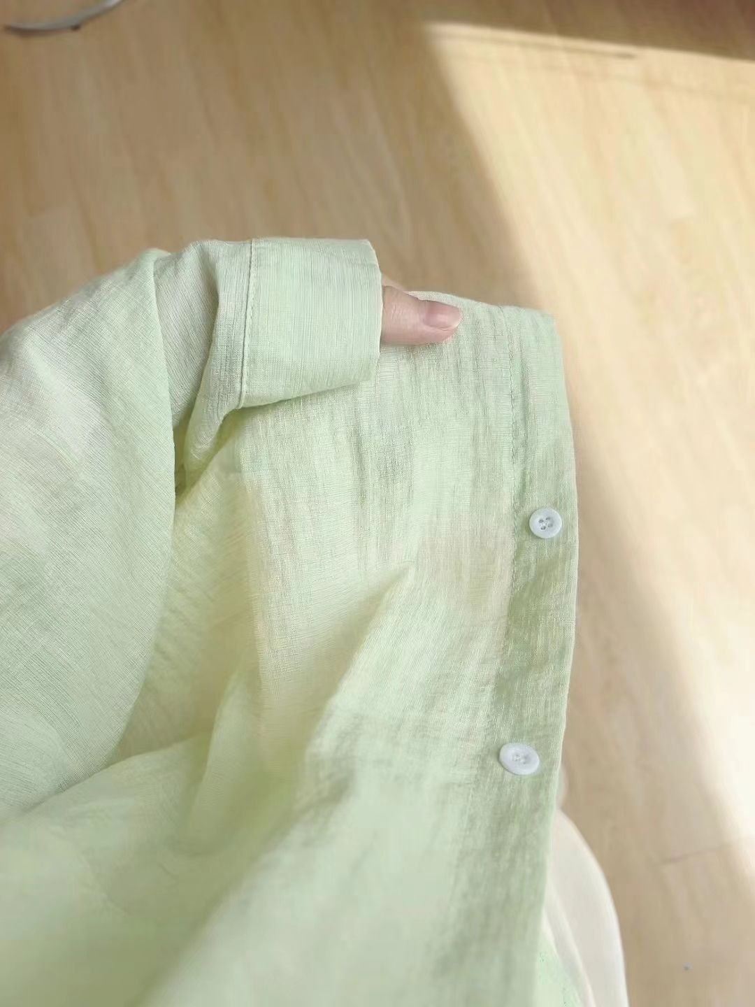 Airy Crinkle Gauze Oversized Button Down Shirt - Melon