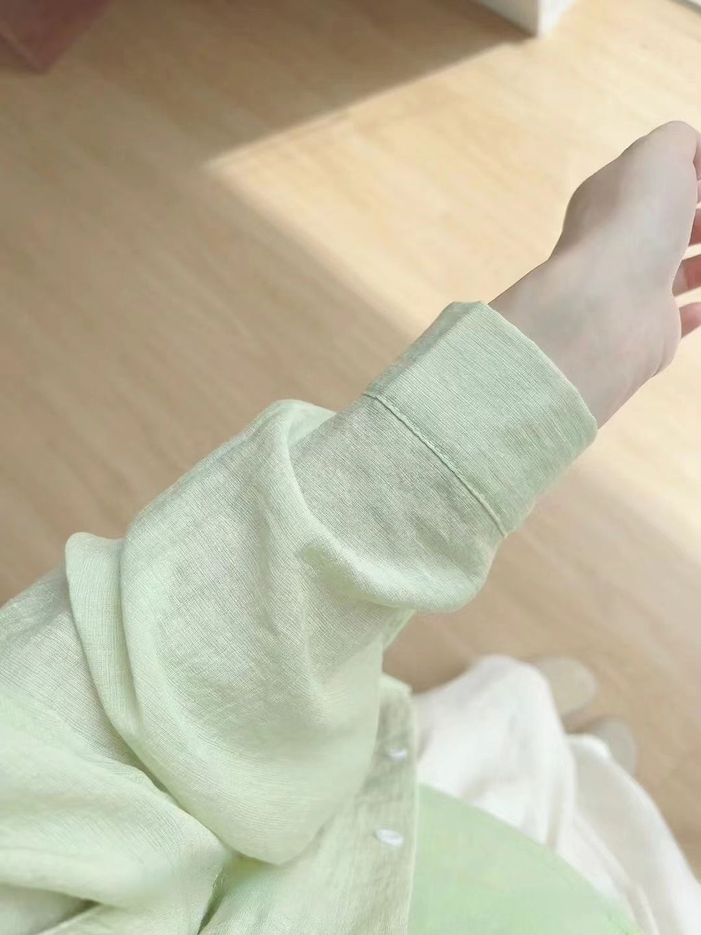 Airy Crinkle Gauze Oversized Button Down Shirt - Melon - 1