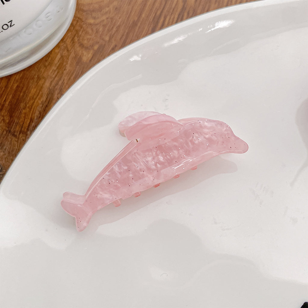 Pearly Dolphin Mini Hair Claw Clip - Pink