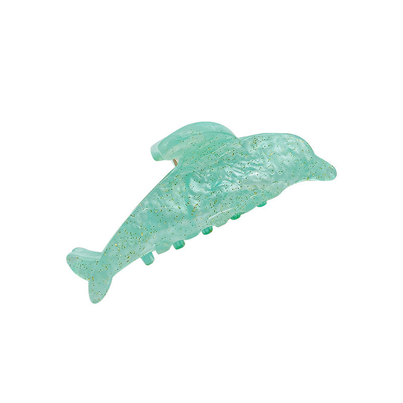 Pearly Dolphin Mini Hair Claw Clip