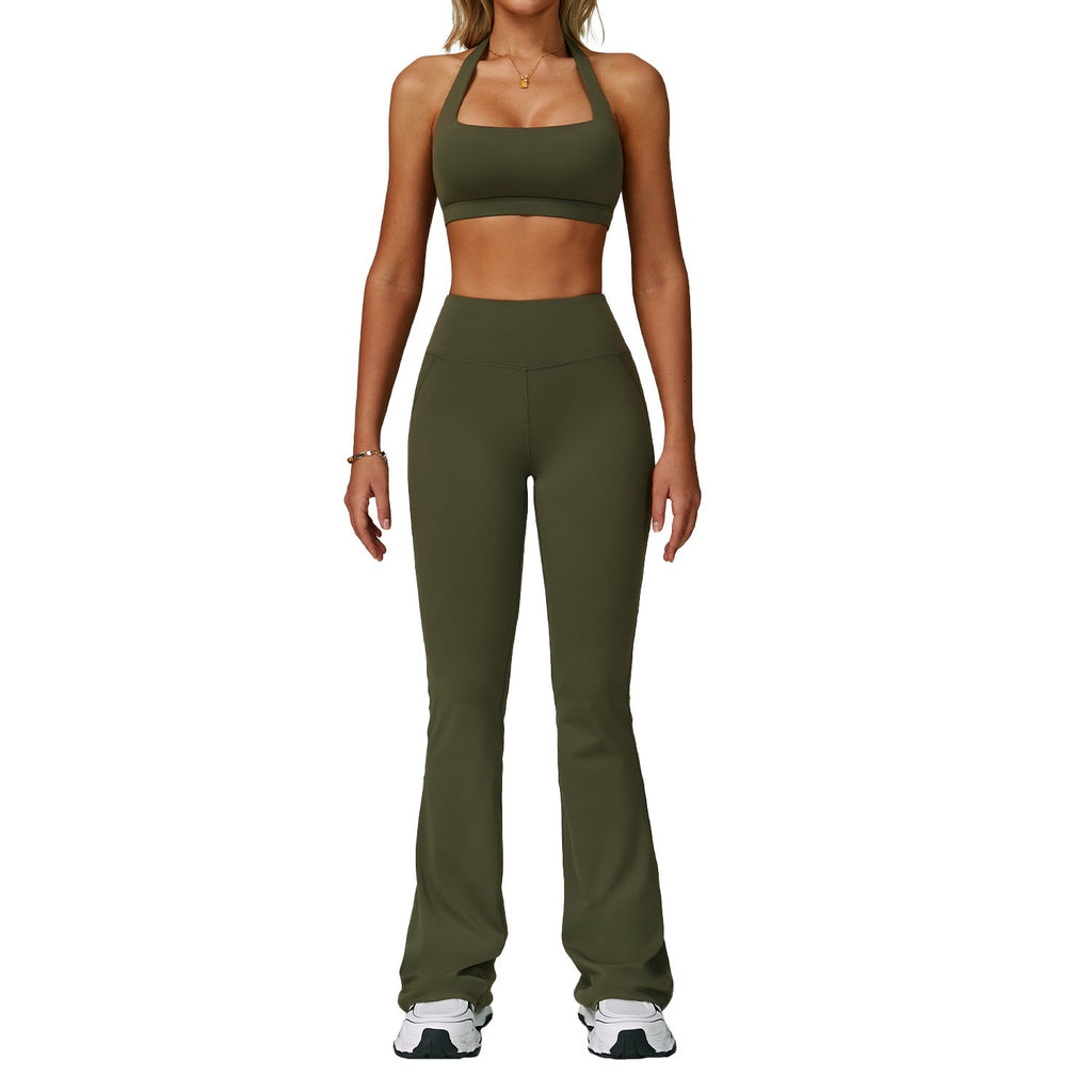 Halter Neck Sports Bra High Waist Workout Set
