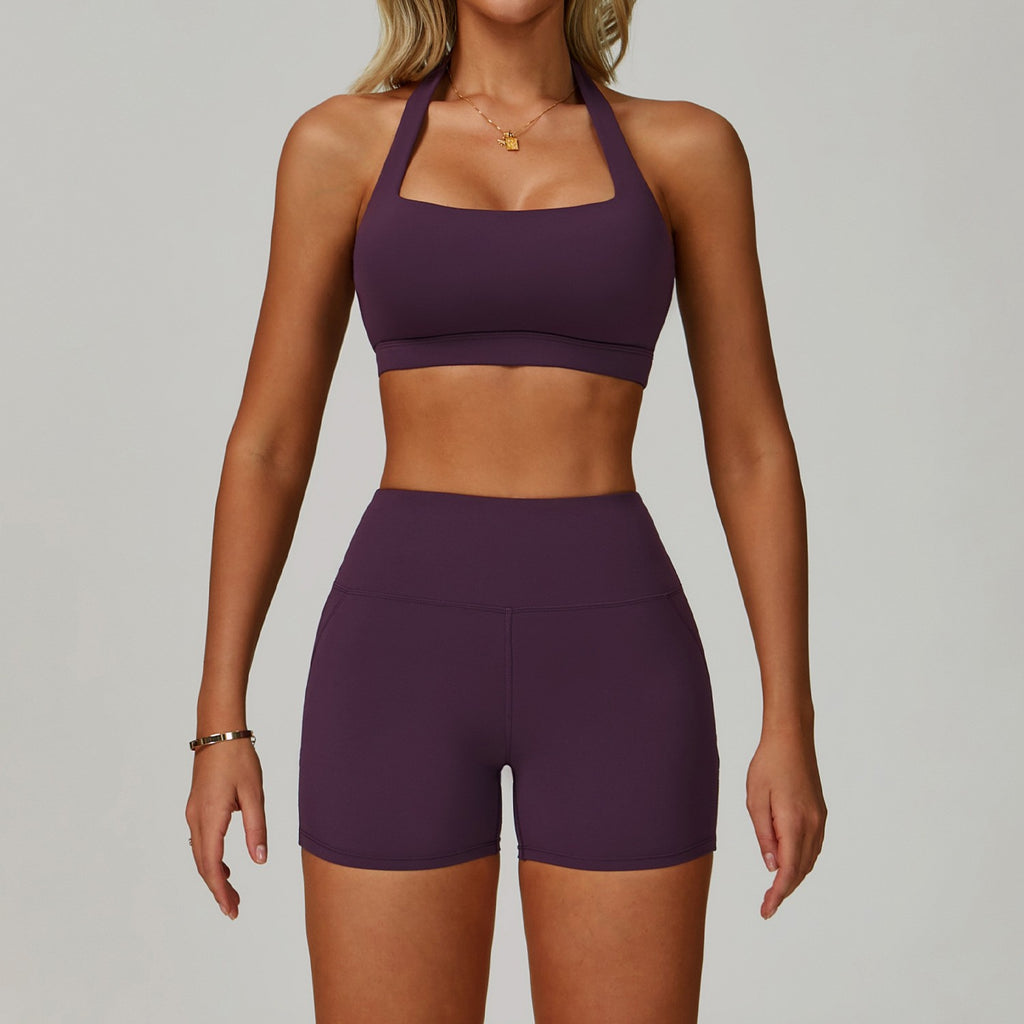 Halter Neck Sports Bra High Waist Workout Set