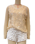 Sequin Embellished Sleeveless Party Tank Top - White