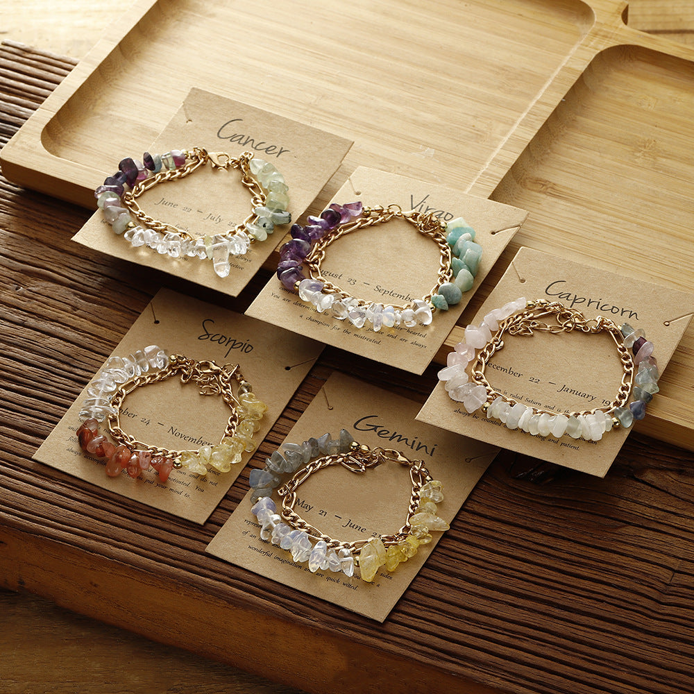Zodiac Card Chip Stone Chain Bracelet - view 3