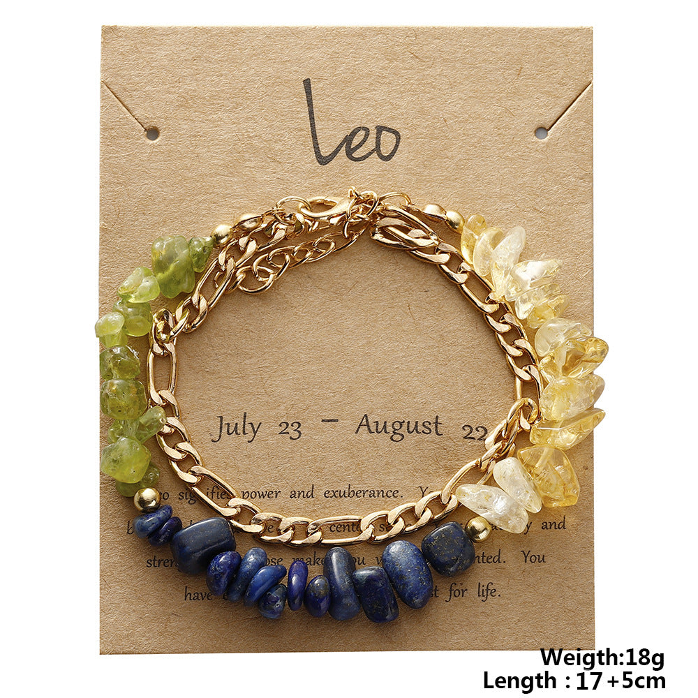 Zodiac Card Chip Stone Chain Bracelet - view 5