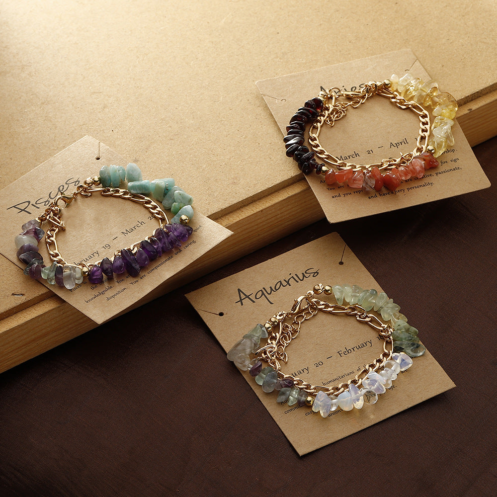 Zodiac Card Chip Stone Chain Bracelet - view 8
