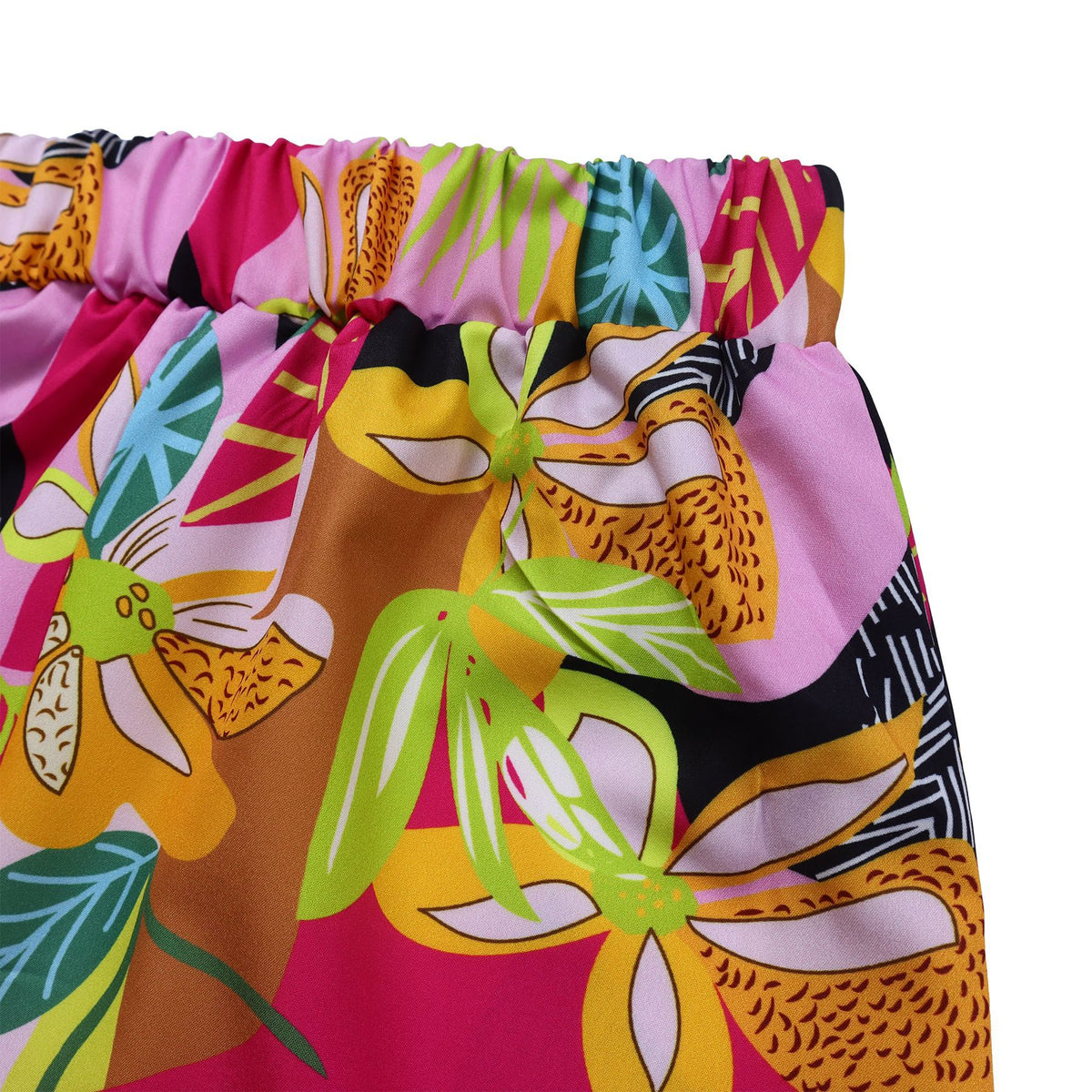 Tropical Leaf Print Two Piece Trouser Set - Green - 6
