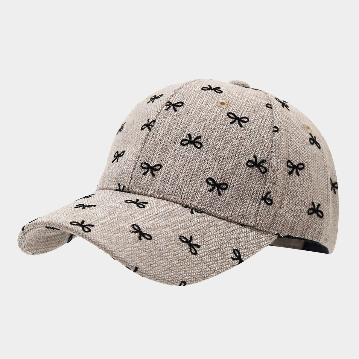 Allover Bow Print Baseball Cap - Khaki