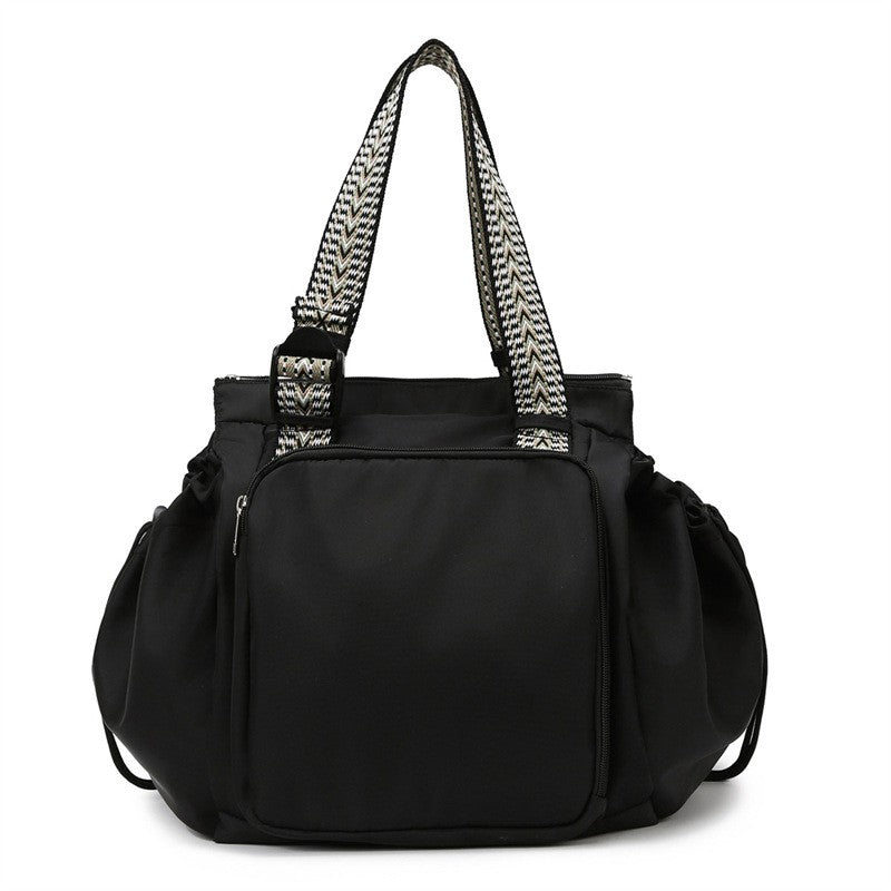 Cinched Nylon Convertible Tote Backpack - Black