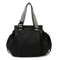 Cinched Nylon Convertible Tote Backpack - Black