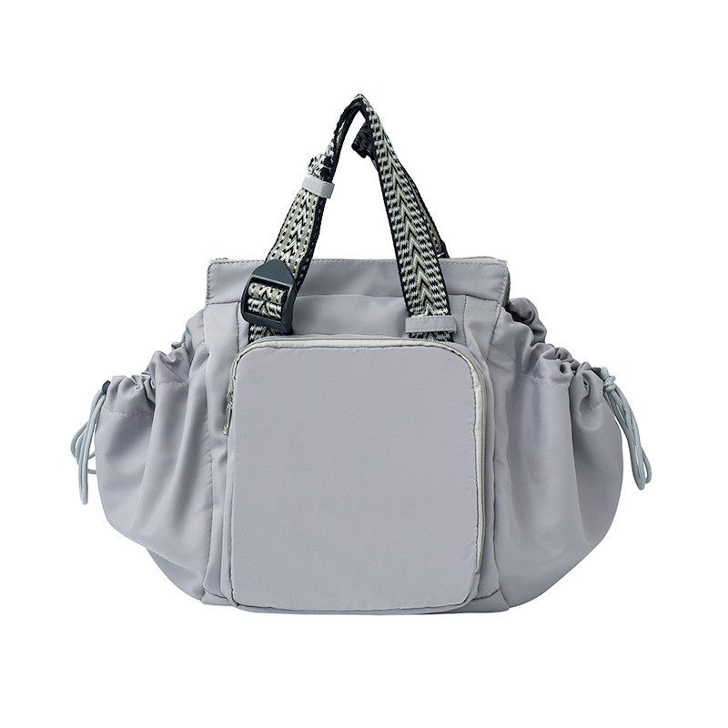 Cinched Nylon Convertible Tote Backpack - Gray