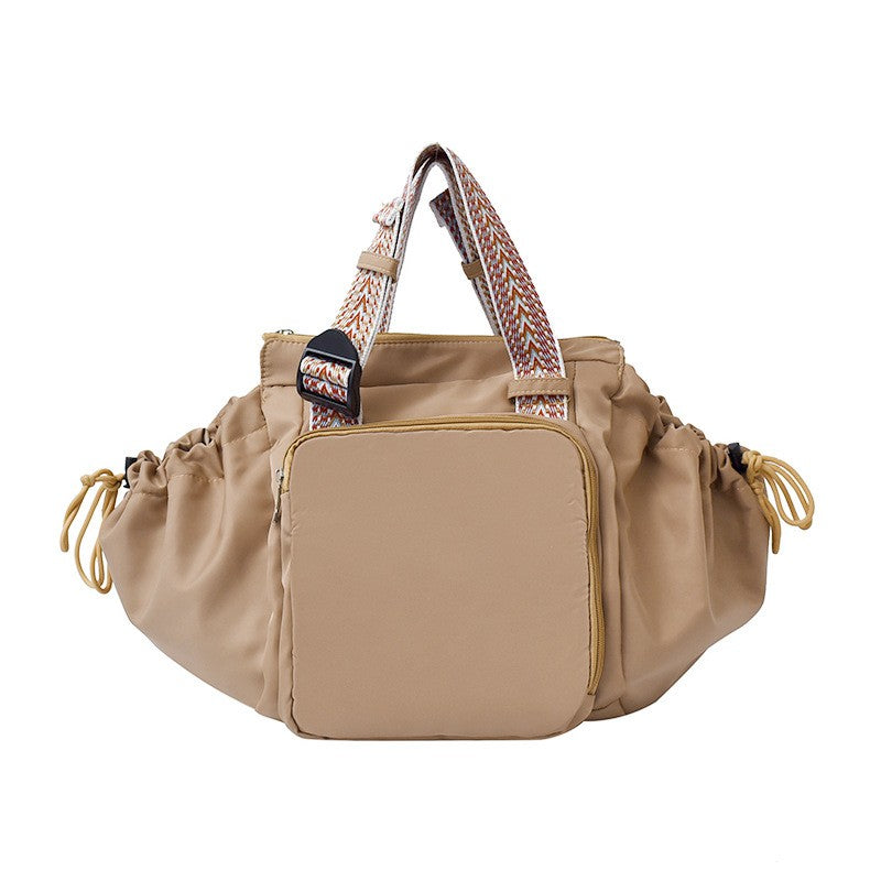 Cinched Nylon Convertible Tote Backpack - Khaki