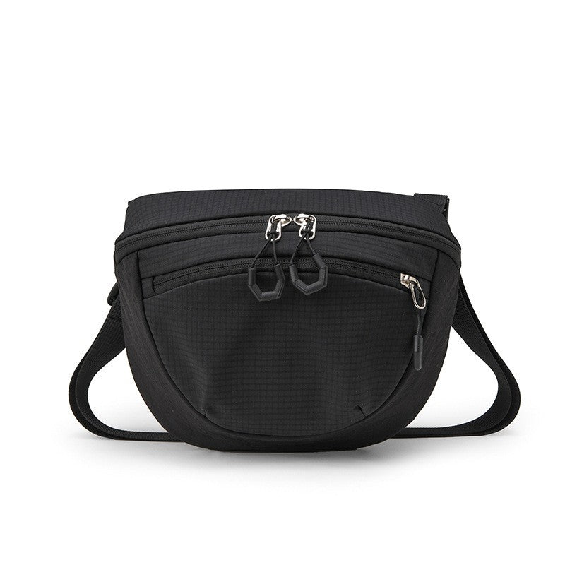 Ripstop Nylon Half Moon Crossbody Bag - Black