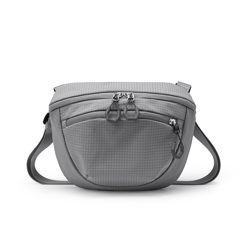 Ripstop Nylon Half Moon Crossbody Bag - Gray