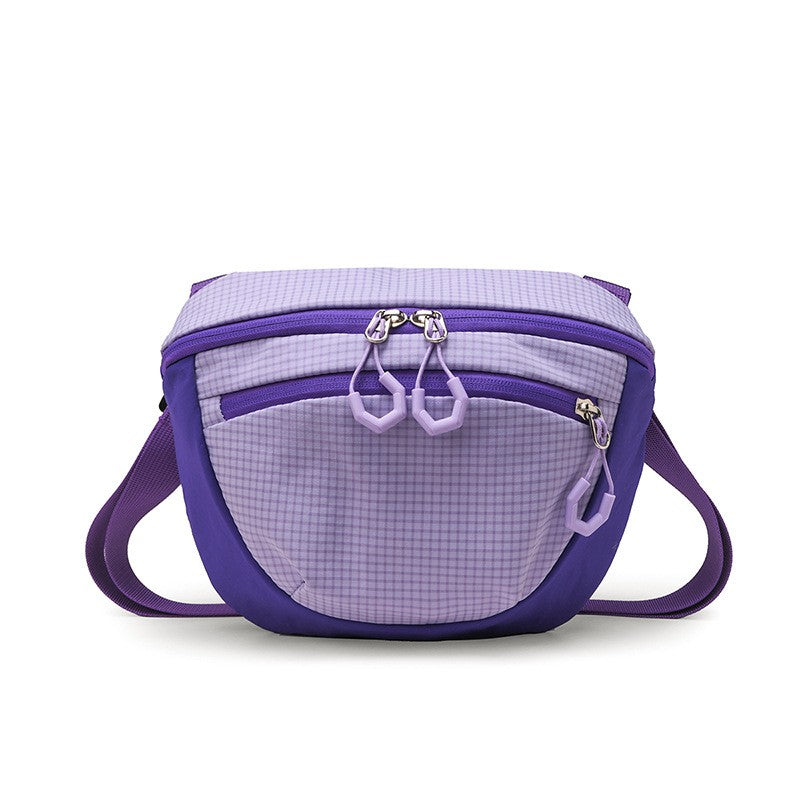 Ripstop Nylon Half Moon Crossbody Bag - Purple