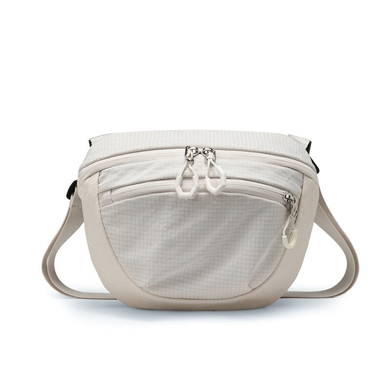 Ripstop Nylon Half Moon Crossbody Bag - White
