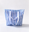 Checkerboard and Stripe PVC Beach Tote Bag - Blue