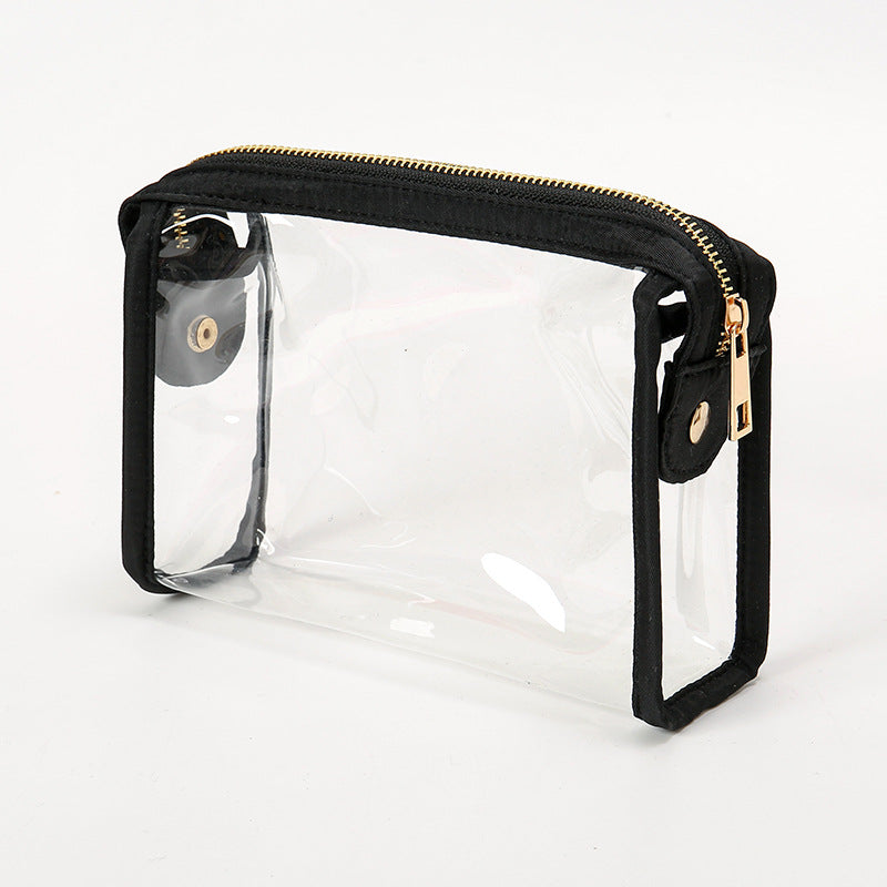 Transparent Zip Top Toiletry Travel Pouch - Black