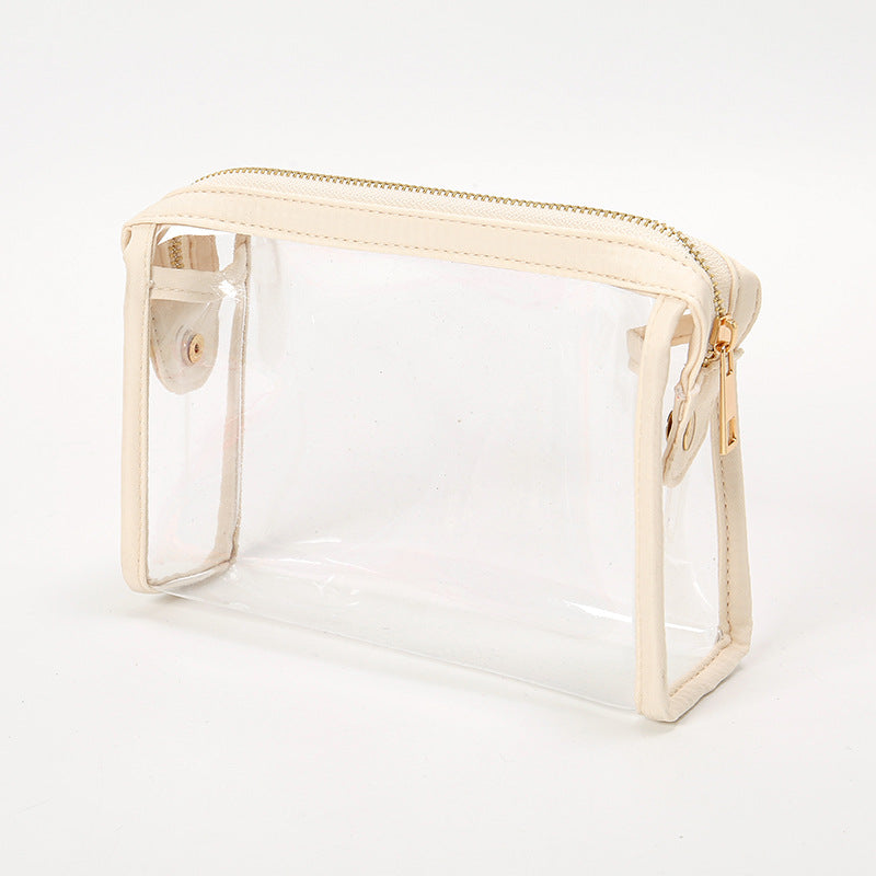 Transparent Zip Top Toiletry Travel Pouch - Off-White