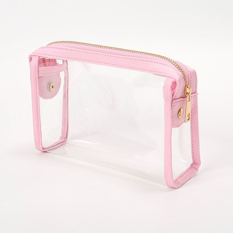 Transparent Zip Top Toiletry Travel Pouch - Pink