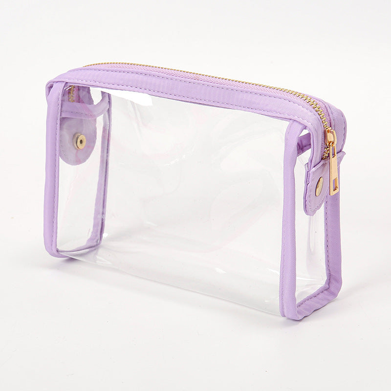 Transparent Zip Top Toiletry Travel Pouch - Purple