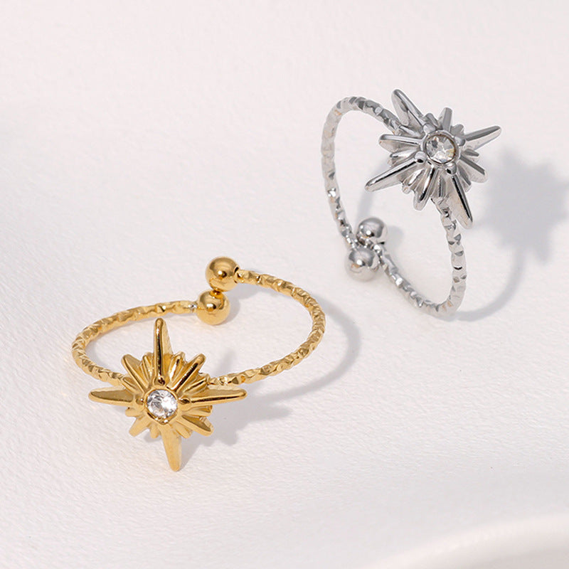 Crystal Starburst Open Band Ring